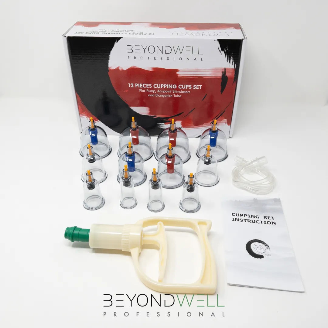 12x Cupping Set met Pomp plus 6x Acupuntmagneten en Verlengslang - Topkwaliteit