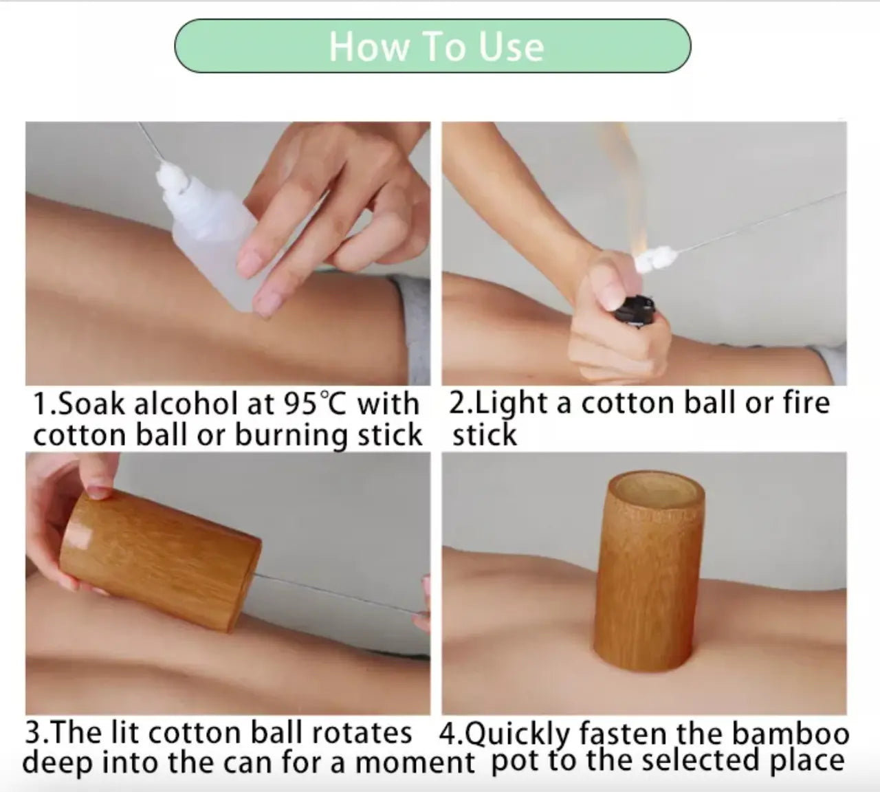 Bamboo Cupping Set (5 pieces) for Fire Cupping - Premium Quality