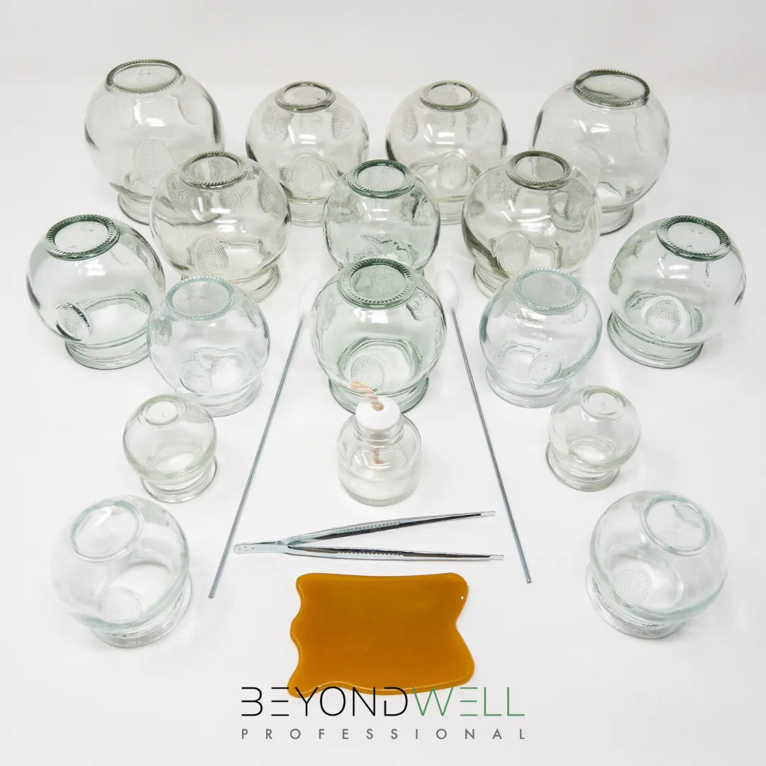 16x Glass Fire Cupping Set with Accessories