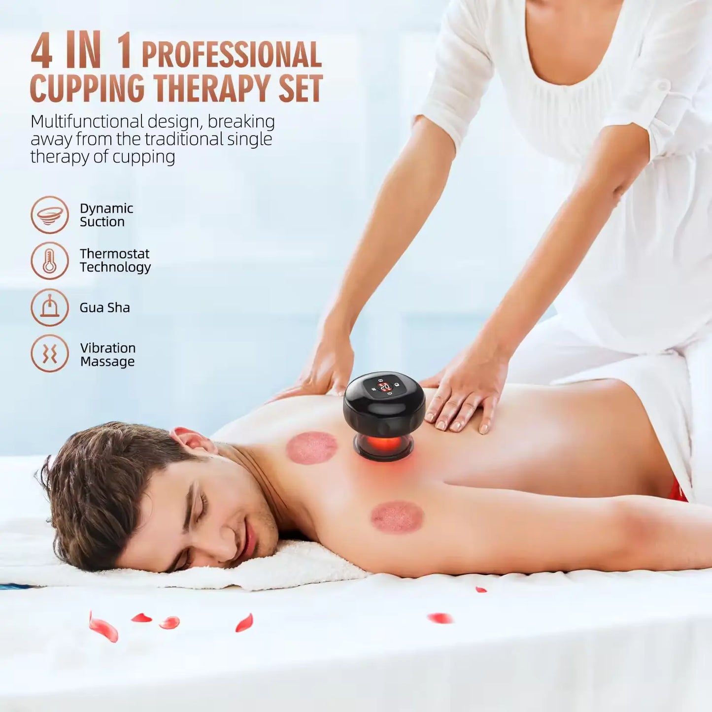 Appareil de massage électrique à ventouses - Kit 4 en 1 - Qualité professionnelle - Certificat CE