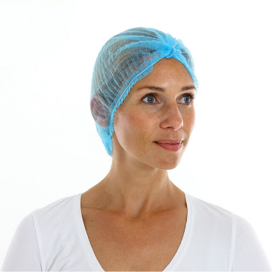 Disposable Mob Caps Hairnet - Blue - 100 pcs